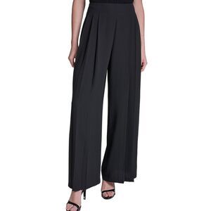 Halston Womens  Wide Leg Pleated Pant